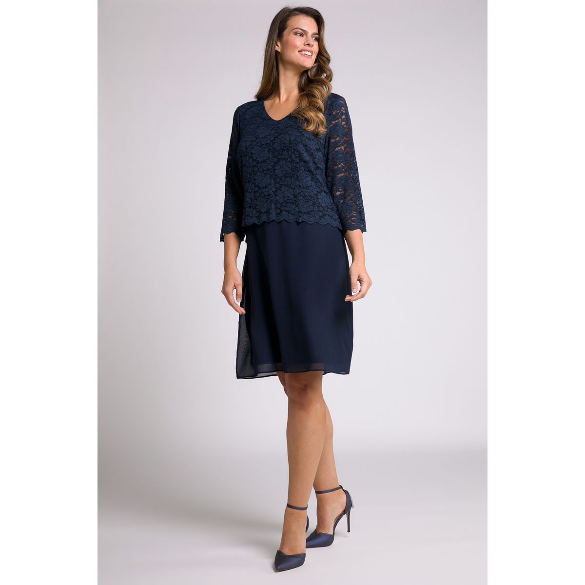 ULLA POPKEN Chemise Rayures Classic Satin-Manche Boucle 3/4-arm marine uni NEUF ULLA POPKEN Chemise Rayures Classic Satin-Manche Boucle 3/4-arm marine uni NEUF